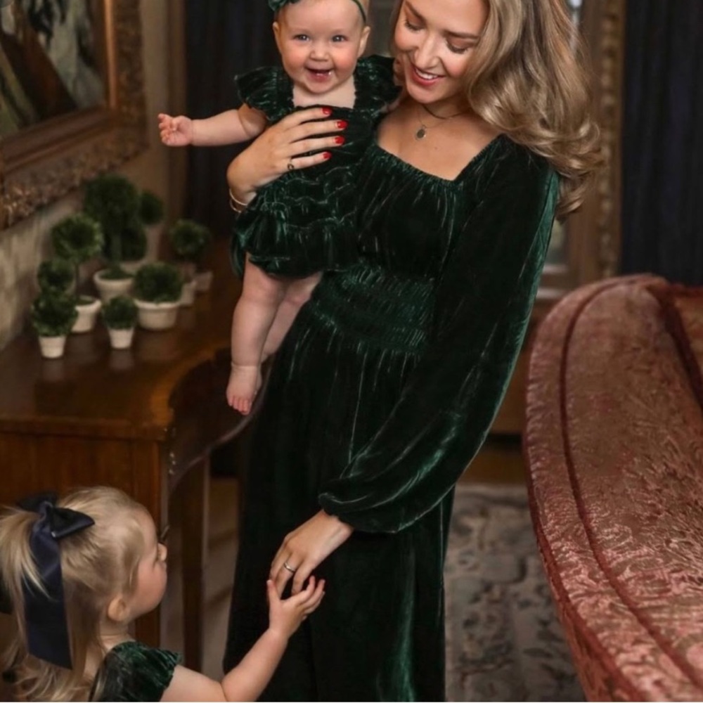 Hill House Jasmine nap dress in Emerald Velvet XS